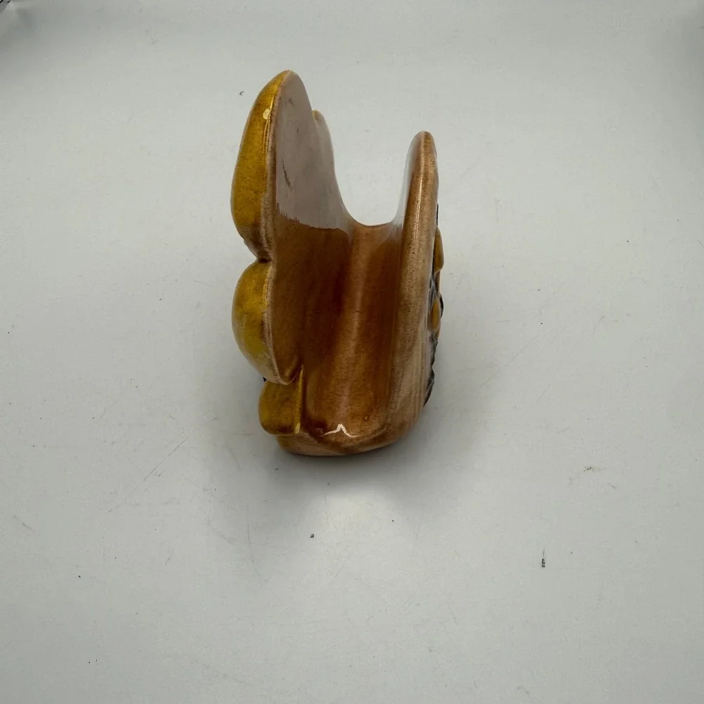 Vintage 70s Ceramic Mushroom Napkin Holder Yellow Brown Retro Kitchen Decor